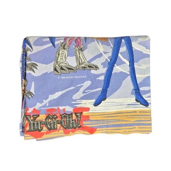 Vintage Yugioh Twin Flat Sheet 90s Heavyweight Cotton Anime Cartoon 63x99 Kids - Picture 3 of 7